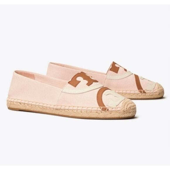 Tory Burch Poppy Logo Espadrille Flats in Sea Shell PInk, 7 - Picture 1 of 14